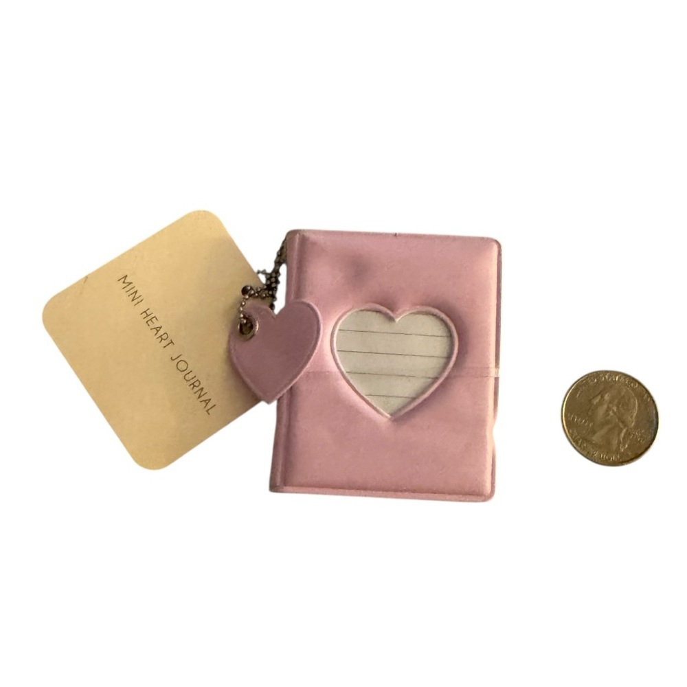 Pink Mini Heart Notebook - Pocket Journal Keychain Giftable Notepad - Picture 3 of 4